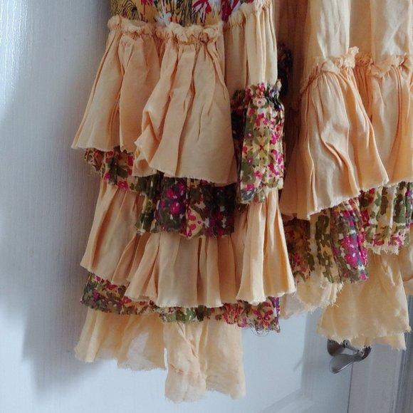 Free People One Yellow/Red/Green Sleeveless Tiered Ruffle Dress XS - Picture 9 of 16